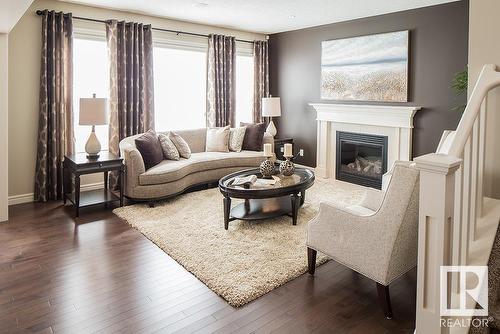 303 Jensen Lakes Boulevard, St. Albert, AB - Indoor Photo Showing Living Room With Fireplace