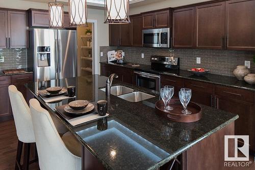 303 Jensen Lakes Boulevard, St. Albert, AB - Indoor Photo Showing Kitchen With Double Sink With Upgraded Kitchen