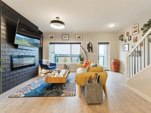 1111 Keswick Drive, Edmonton, AB - Indoor Photo Showing Living Room With Fireplace