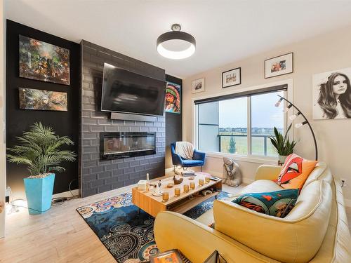 1111 Keswick Drive, Edmonton, AB - Indoor Photo Showing Living Room With Fireplace