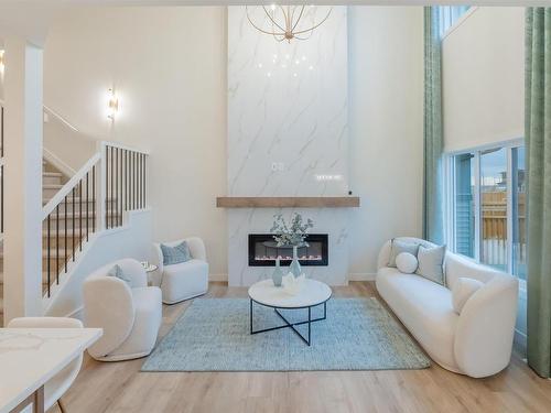 435 29 Street, Edmonton, AB - Indoor Photo Showing Living Room With Fireplace