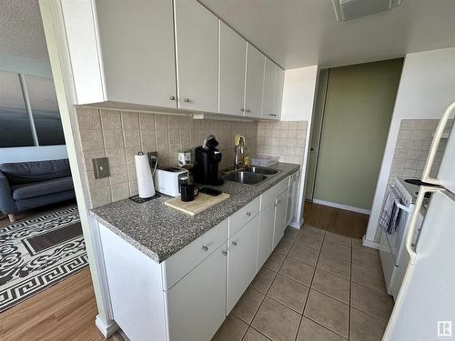 1405 9909 104 St, Edmonton, AB - Indoor Photo Showing Kitchen With Double Sink