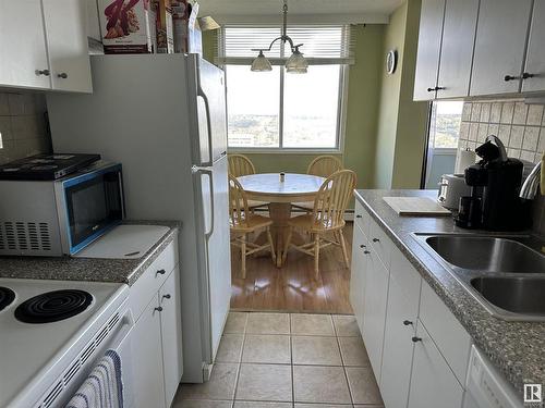 1405 9909 104 St, Edmonton, AB - Indoor Photo Showing Kitchen With Double Sink