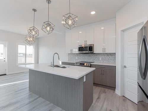 101 Edgefield Way, St. Albert, AB - Indoor Photo Showing Kitchen With Double Sink With Upgraded Kitchen