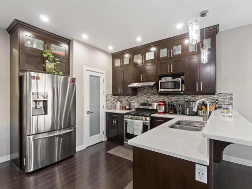 2504 22 Avenue Nw, Edmonton, AB - Indoor Photo Showing Kitchen With Double Sink With Upgraded Kitchen