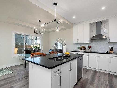 398 Bluff Cove, Leduc, AB - Indoor Photo Showing Kitchen With Double Sink With Upgraded Kitchen