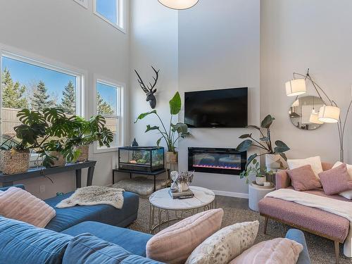 22406 99A Avenue, Edmonton, AB - Indoor Photo Showing Living Room With Fireplace