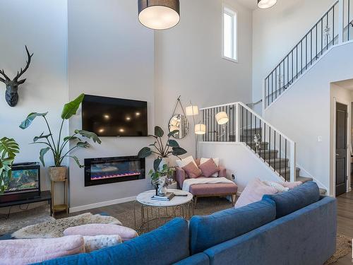 22406 99A Avenue, Edmonton, AB - Indoor Photo Showing Living Room With Fireplace