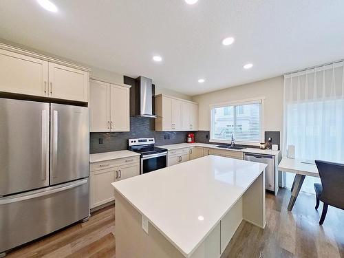 19616 26 Avenue, Edmonton, AB - Indoor Photo Showing Kitchen With Stainless Steel Kitchen With Upgraded Kitchen