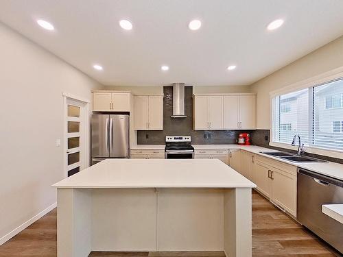 19616 26 Avenue, Edmonton, AB - Indoor Photo Showing Kitchen With Stainless Steel Kitchen With Double Sink With Upgraded Kitchen