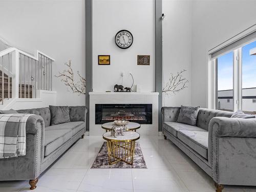 1632 14 Avenue, Edmonton, AB - Indoor Photo Showing Living Room With Fireplace