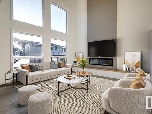 20319 29 Avenue, Edmonton, AB - Indoor Photo Showing Living Room With Fireplace