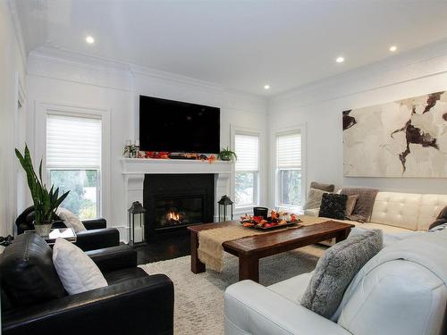 438 Estate Drive, Sherwood Park, AB - Indoor Photo Showing Living Room With Fireplace