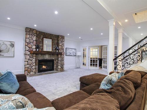 438 Estate Drive, Sherwood Park, AB - Indoor Photo Showing Living Room With Fireplace