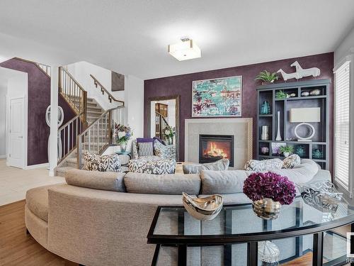 7731 Getty Wynd, Edmonton, AB - Indoor Photo Showing Living Room With Fireplace