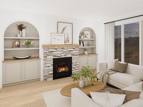 7 Darby Crescent, Spruce Grove, AB - Indoor Photo Showing Living Room With Fireplace