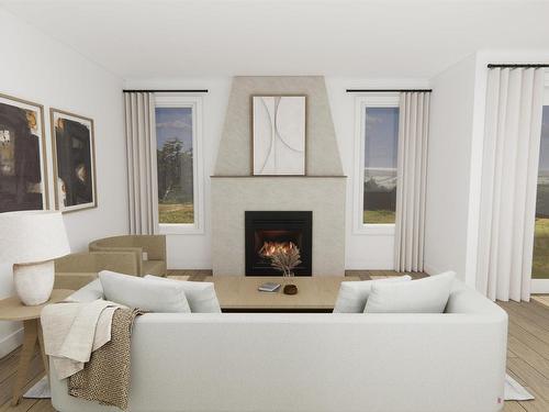 13 Darby Crescent, Spruce Grove, AB - Indoor Photo Showing Living Room With Fireplace