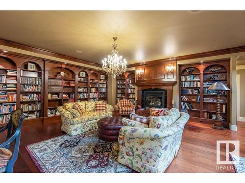 37 Riverridge Road, Rural Sturgeon County, AB - Indoor Photo Showing Living Room With Fireplace