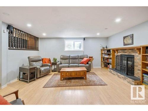 14 Hunter Court, Sherwood Park, AB - Indoor Photo Showing Living Room With Fireplace