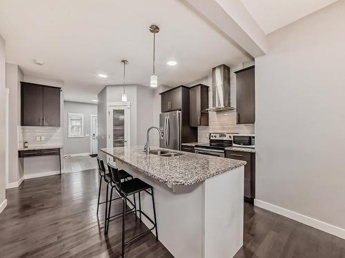 16809 65 Street, Edmonton, AB - Indoor Photo Showing Kitchen With Stainless Steel Kitchen With Double Sink With Upgraded Kitchen