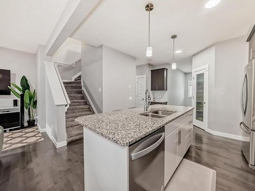 16809 65 Street, Edmonton, AB - Indoor Photo Showing Kitchen With Stainless Steel Kitchen With Double Sink With Upgraded Kitchen