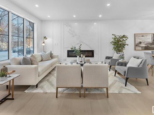 9627 74 Avenue, Edmonton, AB - Indoor Photo Showing Other Room With Fireplace