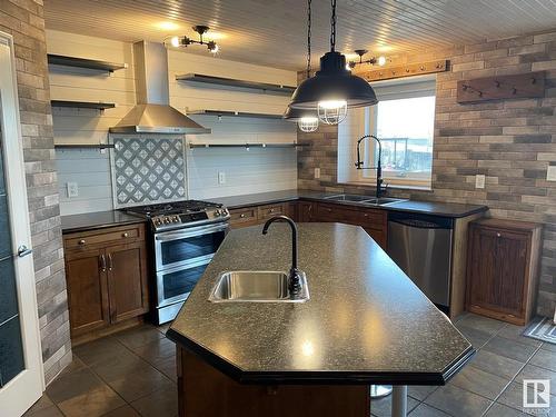 9614 82 Avenue, Morinville, AB - Indoor Photo Showing Kitchen With Double Sink