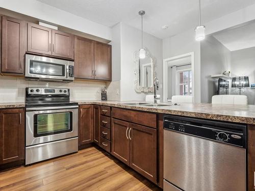 133 308 Ambleside Link Link, Edmonton, AB - Indoor Photo Showing Kitchen With Stainless Steel Kitchen With Double Sink With Upgraded Kitchen