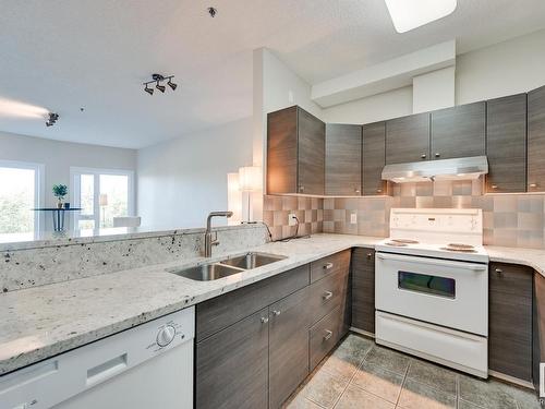 202 10809 Saskatchewan Drive, Edmonton, AB - Indoor Photo Showing Kitchen With Double Sink