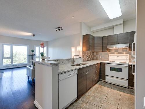 202 10809 Saskatchewan Drive, Edmonton, AB - Indoor Photo Showing Kitchen With Double Sink