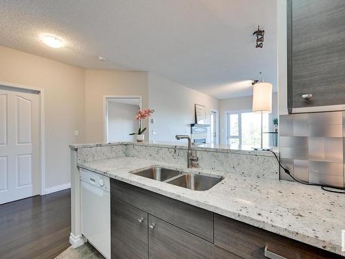 202 10809 Saskatchewan Drive, Edmonton, AB - Indoor Photo Showing Kitchen With Double Sink