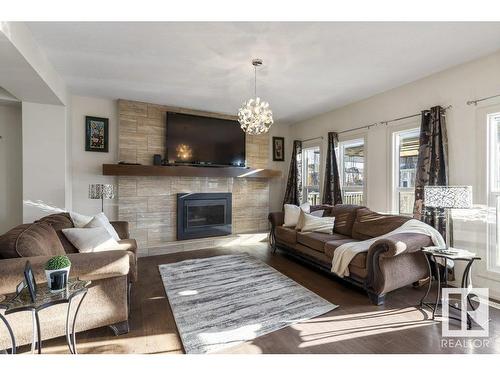 13827 142 Avenue, Edmonton, AB - Indoor Photo Showing Living Room With Fireplace