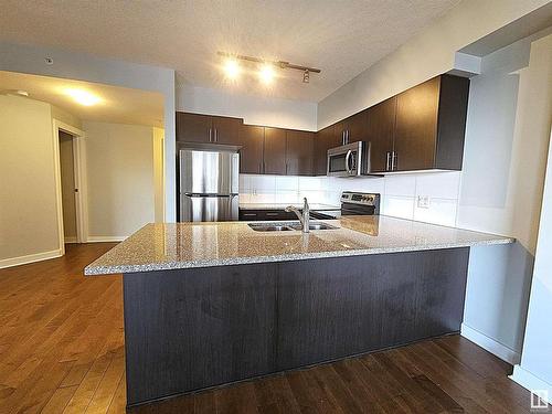 2505 10152 104 Street, Edmonton, AB - Indoor Photo Showing Kitchen With Stainless Steel Kitchen With Double Sink With Upgraded Kitchen