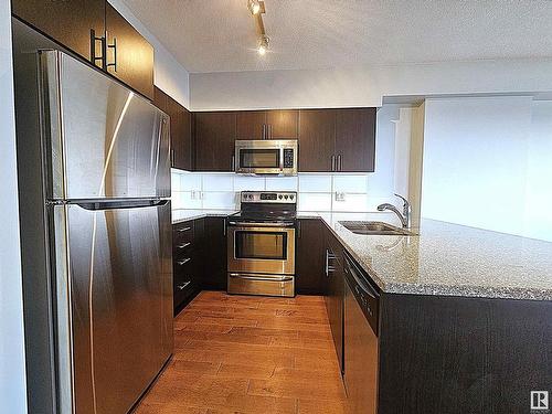 2505 10152 104 Street, Edmonton, AB - Indoor Photo Showing Kitchen With Stainless Steel Kitchen