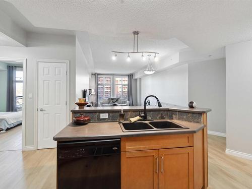 402 9020 Jasper Avenue, Edmonton, AB - Indoor Photo Showing Kitchen With Double Sink