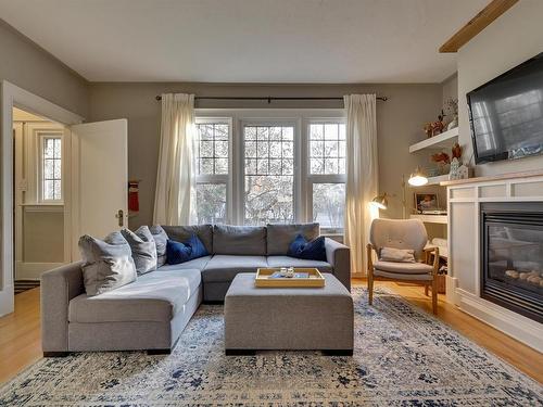 10526 127 Street, Edmonton, AB - Indoor Photo Showing Living Room With Fireplace