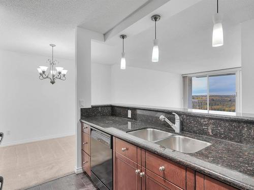 1204 9835 113 Street, Edmonton, AB - Indoor Photo Showing Kitchen With Double Sink