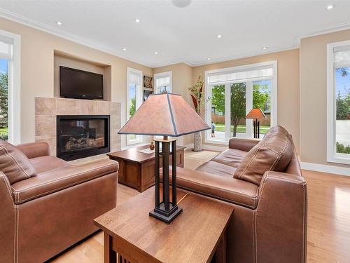 8728 101 Avenue, Edmonton, AB - Indoor Photo Showing Living Room With Fireplace