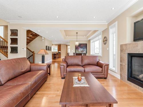 8728 101 Avenue, Edmonton, AB - Indoor Photo Showing Living Room With Fireplace