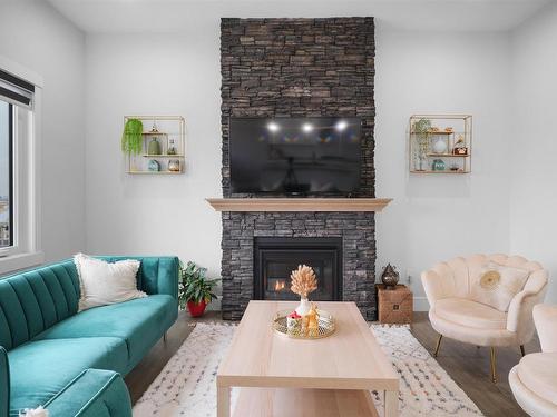 15852 29 Avenue, Edmonton, AB - Indoor Photo Showing Living Room With Fireplace