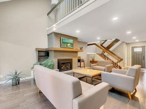 46 500 Lessard Drive Nw, Edmonton, AB - Indoor Photo Showing Living Room With Fireplace