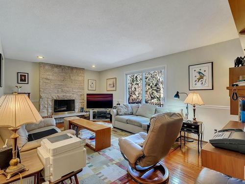 2A Westbrook Drive, Edmonton, AB - Indoor Photo Showing Living Room With Fireplace