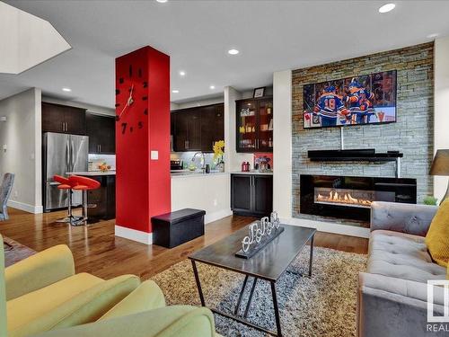 3254 Allan Way, Edmonton, AB - Indoor Photo Showing Living Room With Fireplace