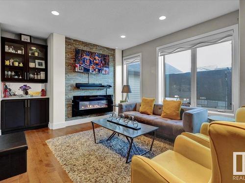 3254 Allan Way, Edmonton, AB - Indoor Photo Showing Living Room With Fireplace