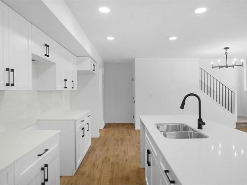 17243 9B Avenue, Edmonton, AB - Indoor Photo Showing Kitchen With Double Sink