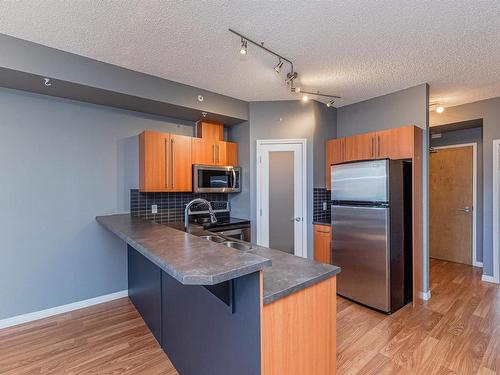 402 10504 99 Avenue, Edmonton, AB - Indoor Photo Showing Kitchen With Stainless Steel Kitchen With Double Sink