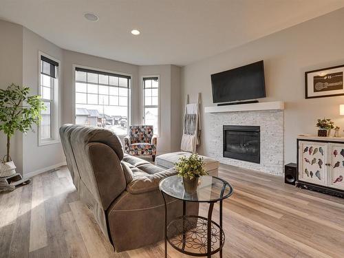 17832 59 Street, Edmonton, AB - Indoor Photo Showing Living Room With Fireplace