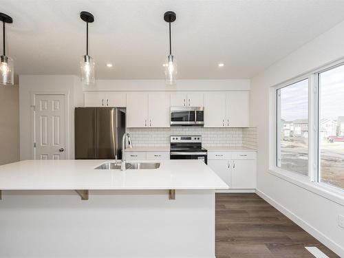 9554 Carson Bend, Edmonton, AB - Indoor Photo Showing Kitchen With Double Sink With Upgraded Kitchen