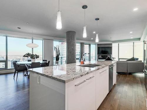 801 11969 Jasper Avenue, Edmonton, AB - Indoor Photo Showing Kitchen With Double Sink With Upgraded Kitchen