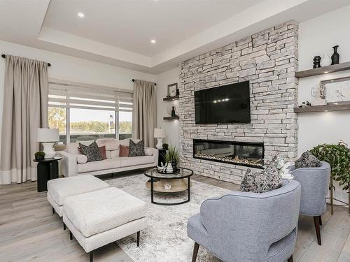 296 165 Avenue, Edmonton, AB - Indoor Photo Showing Living Room With Fireplace